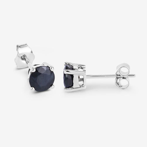 Bids.com 1.70 Carat Genuine Blue Sapphire 10K White Gold Earrings Earrings White Smoke