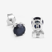 Bids.com 1.70 Carat Genuine Blue Sapphire 10K White Gold Earrings Earrings White Smoke
