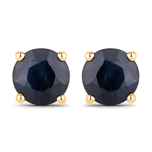 Bids.com 1.70 Carat Genuine Blue Sapphire 10K Yellow Gold Earrings Earrings White Smoke Default Title