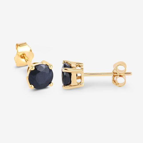 Bids.com 1.70 Carat Genuine Blue Sapphire 10K Yellow Gold Earrings Earrings White Smoke