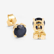 Bids.com 1.70 Carat Genuine Blue Sapphire 10K Yellow Gold Earrings Earrings White Smoke
