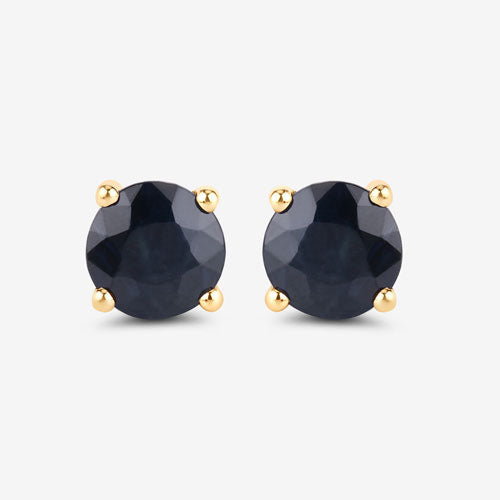 Bids.com 1.70 Carat Genuine Blue Sapphire 10K Yellow Gold Earrings Earrings White Smoke