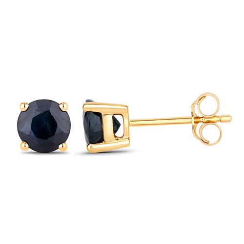 Bids.com 1.70 Carat Genuine Blue Sapphire 10K Yellow Gold Earrings Earrings White Smoke