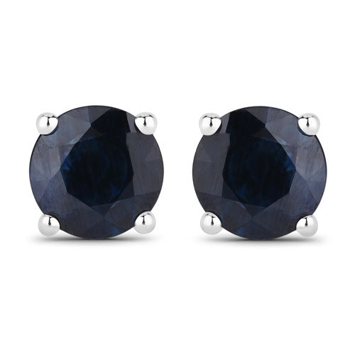 Bids.com 1.70 Carat Genuine Blue Sapphire 14K White Gold Earrings Earrings White Smoke Default Title
