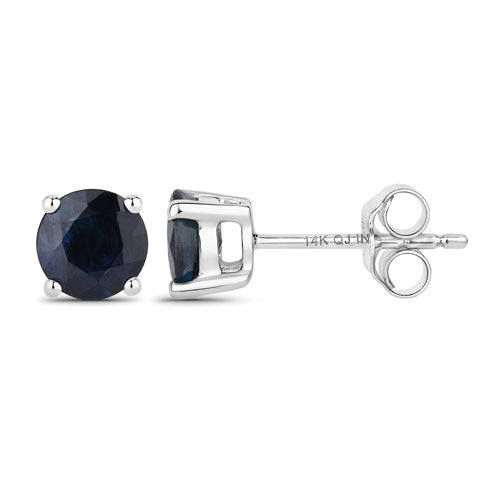 Bids.com 1.70 Carat Genuine Blue Sapphire 14K White Gold Earrings Earrings White Smoke