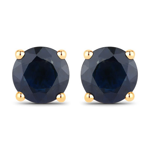 Bids.com 1.70 Carat Genuine Blue Sapphire 14K Yellow Gold Earrings Earrings White Smoke Default Title