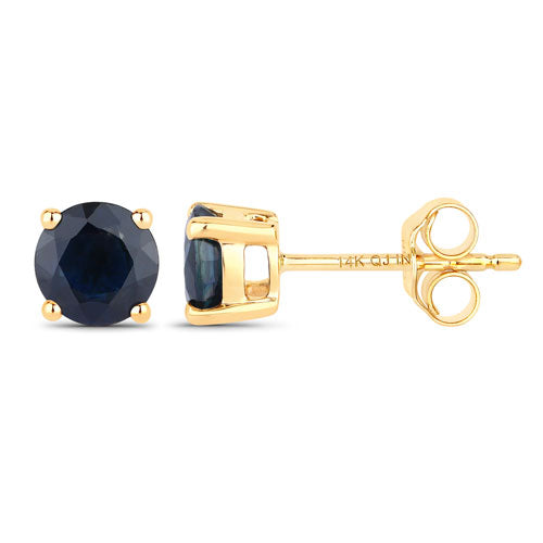 Bids.com 1.70 Carat Genuine Blue Sapphire 14K Yellow Gold Earrings Earrings White Smoke