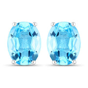 Bids.com 4.00 Carat Genuine Swiss Blue Topaz .925 Sterling Silver Earrings Earrings White Smoke Default Title