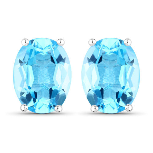 Bids.com 4.00 Carat Genuine Swiss Blue Topaz .925 Sterling Silver Earrings Earrings White Smoke Default Title