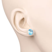 Bids.com 4.00 Carat Genuine Swiss Blue Topaz .925 Sterling Silver Earrings Earrings Antique White