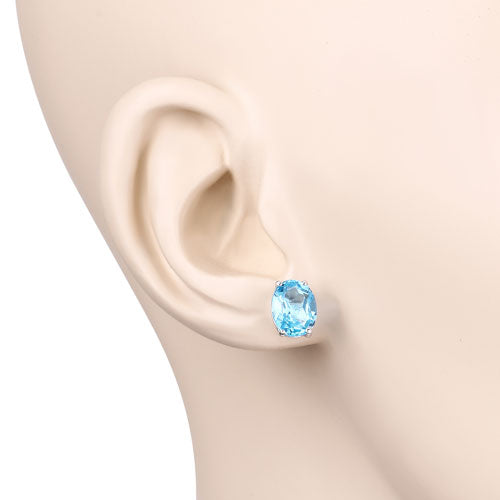 Bids.com 4.00 Carat Genuine Swiss Blue Topaz .925 Sterling Silver Earrings Earrings Antique White