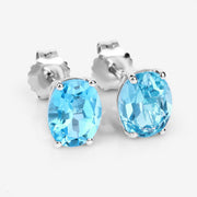 Bids.com 4.00 Carat Genuine Swiss Blue Topaz .925 Sterling Silver Earrings Earrings White Smoke