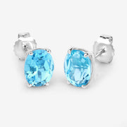 Bids.com 4.00 Carat Genuine Swiss Blue Topaz .925 Sterling Silver Earrings Earrings White Smoke