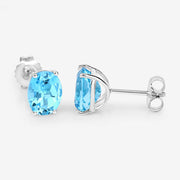 Bids.com 4.00 Carat Genuine Swiss Blue Topaz .925 Sterling Silver Earrings Earrings White Smoke