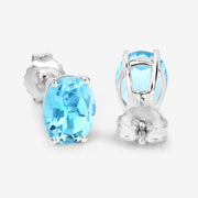Bids.com 4.00 Carat Genuine Swiss Blue Topaz .925 Sterling Silver Earrings Earrings White Smoke