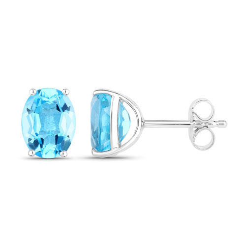 Bids.com 4.00 Carat Genuine Swiss Blue Topaz .925 Sterling Silver Earrings Earrings White Smoke