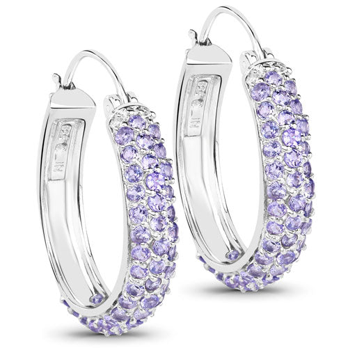 Bids.com 3.06 Carat Genuine Tanzanite .925 Sterling Silver Earrings Earrings White Smoke Default Title
