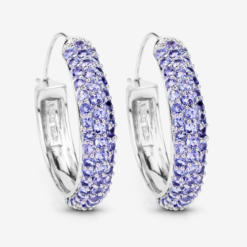 Bids.com 3.06 Carat Genuine Tanzanite .925 Sterling Silver Earrings Earrings White Smoke