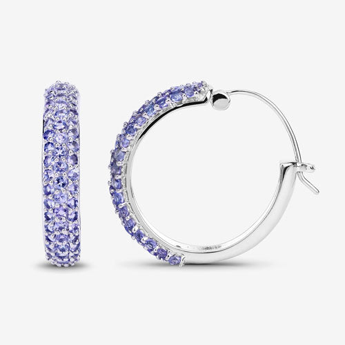 Bids.com 3.06 Carat Genuine Tanzanite .925 Sterling Silver Earrings Earrings White Smoke
