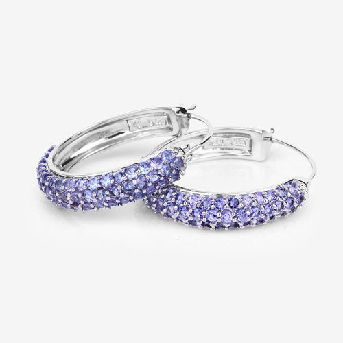 Bids.com 3.06 Carat Genuine Tanzanite .925 Sterling Silver Earrings Earrings White Smoke