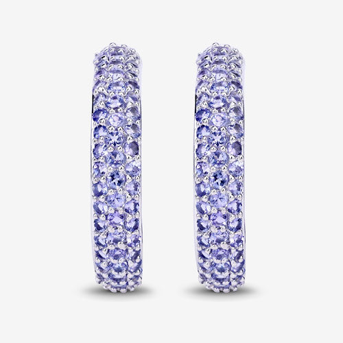 Bids.com 3.06 Carat Genuine Tanzanite .925 Sterling Silver Earrings Earrings White Smoke