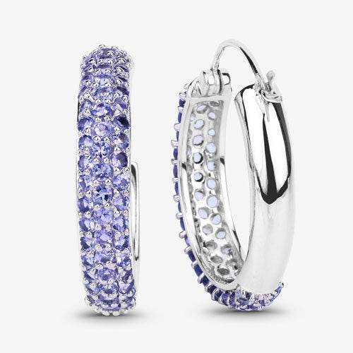 Bids.com 3.06 Carat Genuine Tanzanite .925 Sterling Silver Earrings Earrings White Smoke