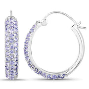 Bids.com 3.06 Carat Genuine Tanzanite .925 Sterling Silver Earrings Earrings White Smoke