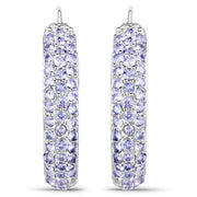 Bids.com 3.06 Carat Genuine Tanzanite .925 Sterling Silver Earrings Earrings White Smoke