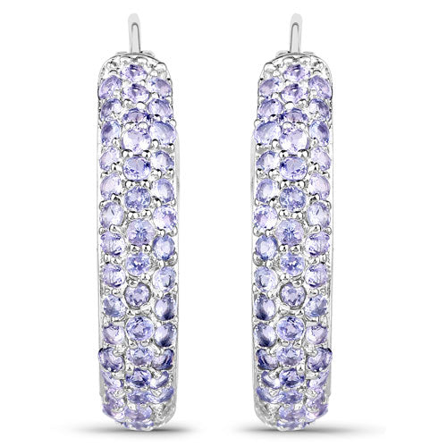 Bids.com 3.06 Carat Genuine Tanzanite .925 Sterling Silver Earrings Earrings White Smoke