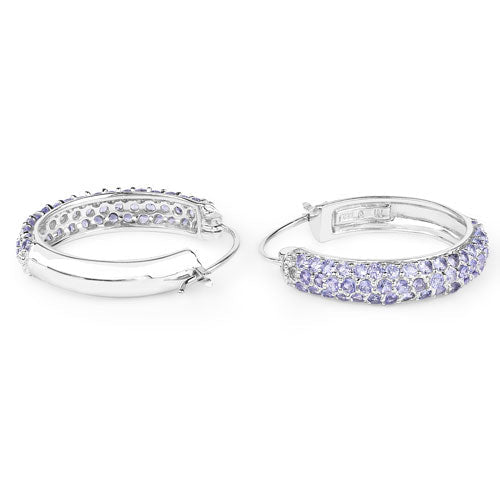 Bids.com 3.06 Carat Genuine Tanzanite .925 Sterling Silver Earrings Earrings White Smoke