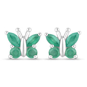 Bids.com 0.88 Carat Genuine Emerald .925 Sterling Silver Earrings Earrings White Smoke Default Title