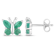 Bids.com 0.88 Carat Genuine Emerald .925 Sterling Silver Earrings Earrings White Smoke