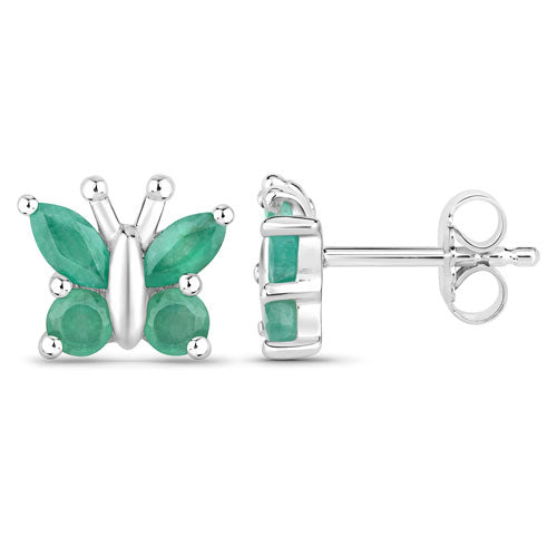 Bids.com 0.88 Carat Genuine Emerald .925 Sterling Silver Earrings Earrings White Smoke