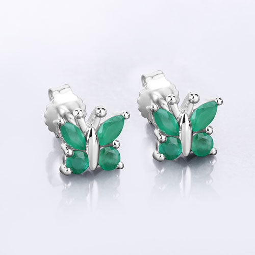 Bids.com 0.88 Carat Genuine Emerald .925 Sterling Silver Earrings Earrings Lavender