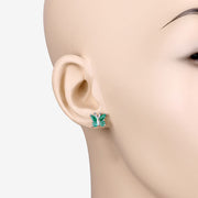 Bids.com 0.88 Carat Genuine Emerald .925 Sterling Silver Earrings Earrings Bisque