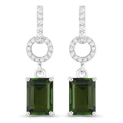 Bids.com 2.28 Carat Genuine Green Tourmaline and White Diamond 14K White Gold Earrings Earrings White Smoke Default Title