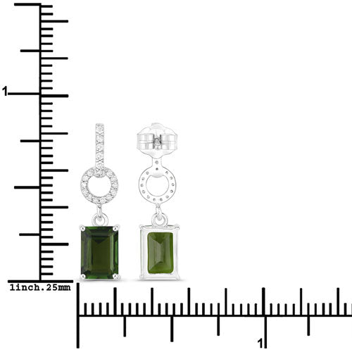 Bids.com 2.28 Carat Genuine Green Tourmaline and White Diamond 14K White Gold Earrings Earrings White Smoke