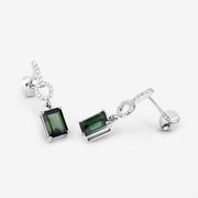 Bids.com 2.28 Carat Genuine Green Tourmaline and White Diamond 14K White Gold Earrings Earrings White Smoke