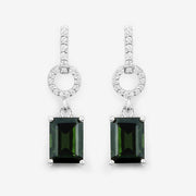 Bids.com 2.28 Carat Genuine Green Tourmaline and White Diamond 14K White Gold Earrings Earrings White Smoke