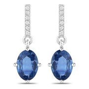 Bids.com 1.95 Carat Genuine Blue Sapphire and White Diamond 14K White Gold Earrings Earrings White Smoke Default Title