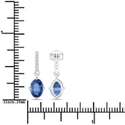 Bids.com 1.95 Carat Genuine Blue Sapphire and White Diamond 14K White Gold Earrings Earrings White Smoke
