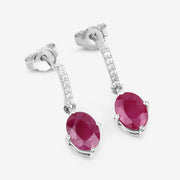 Bids.com 1.75 Carat Genuine Ruby and White Diamond 10K White Gold Earrings Earrings White Smoke