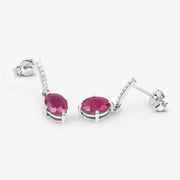 Bids.com 1.75 Carat Genuine Ruby and White Diamond 10K White Gold Earrings Earrings White Smoke