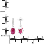 Bids.com 1.75 Carat Genuine Ruby and White Diamond 10K White Gold Earrings Earrings White Smoke