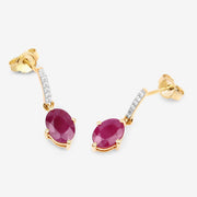 Bids.com 1.75 Carat Genuine Ruby and White Diamond 10K Yellow Gold Earrings Earrings White Smoke