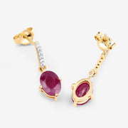 Bids.com 1.75 Carat Genuine Ruby and White Diamond 10K Yellow Gold Earrings Earrings White Smoke