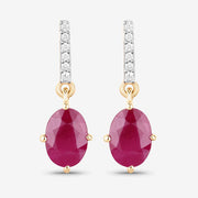 Bids.com 1.75 Carat Genuine Ruby and White Diamond 10K Yellow Gold Earrings Earrings White Smoke