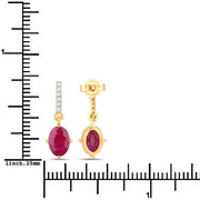 Bids.com 1.75 Carat Genuine Ruby and White Diamond 10K Yellow Gold Earrings Earrings White Smoke