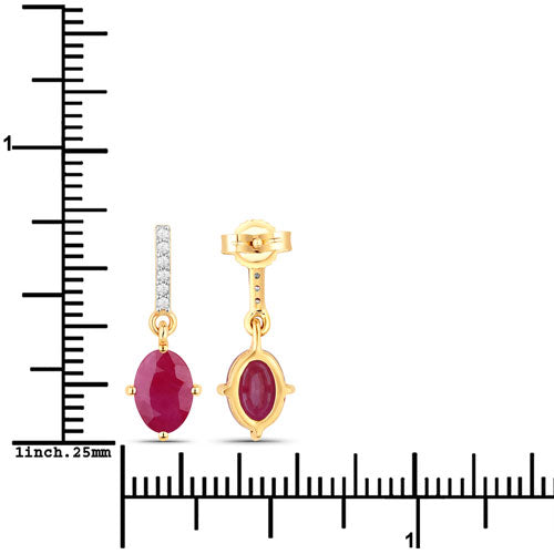 Bids.com 1.75 Carat Genuine Ruby and White Diamond 10K Yellow Gold Earrings Earrings White Smoke