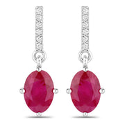 Bids.com 1.75 Carat Genuine Ruby and White Diamond 14K White Gold Earrings Earrings White Smoke Default Title